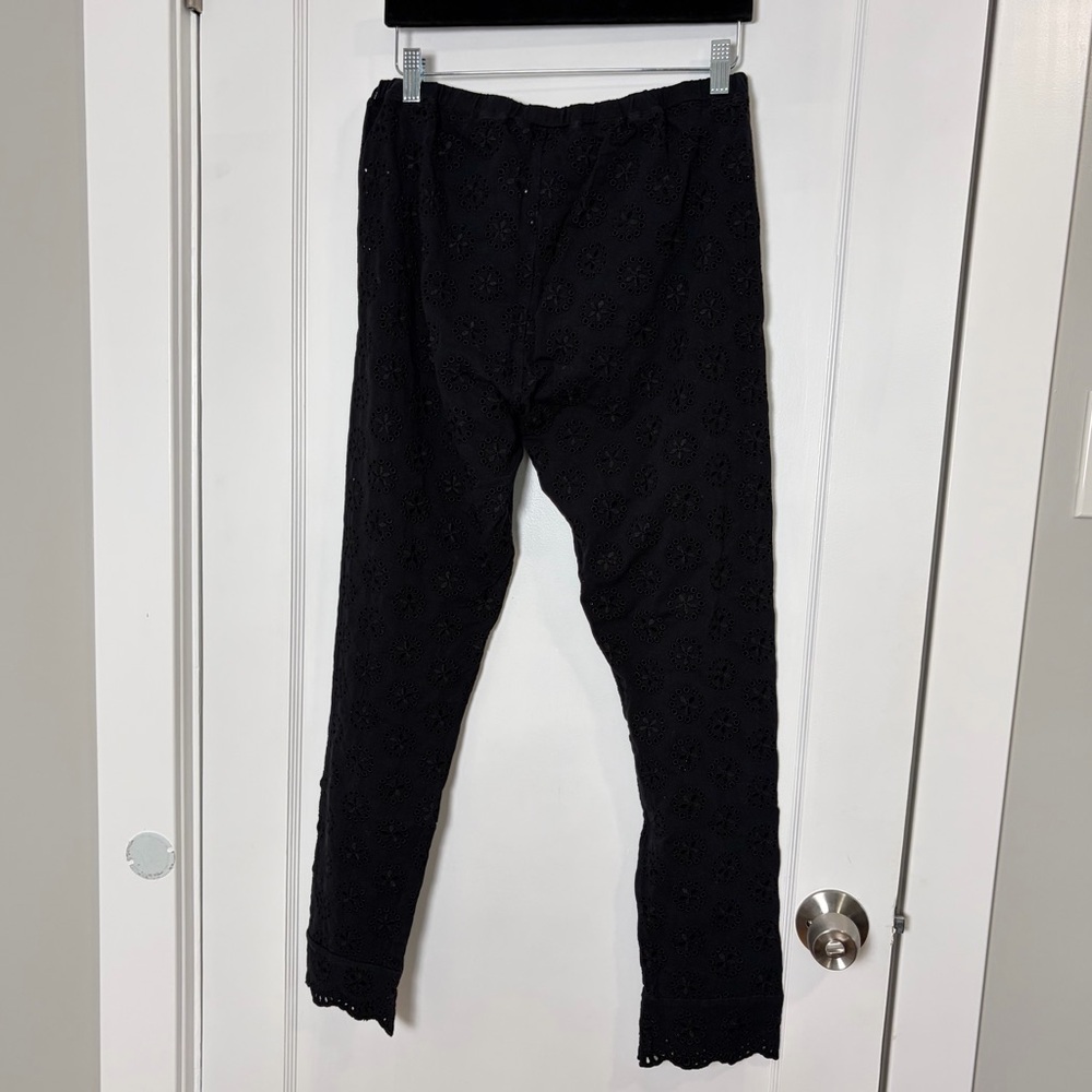 JOHNNY WAS Ayla Black Eyelet Lace Legging Scalloped Hem Pants - Picture 4 of 13